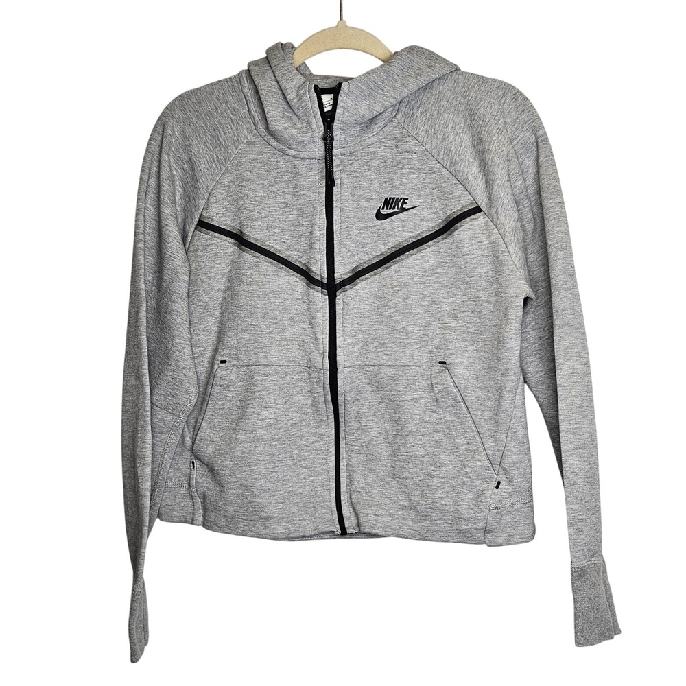 Nike Tech Fleece Windrunner Full Zip Hoodie Gray Black Women's Jacket Workout M